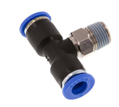 6mm x R1/8'' inline T-stuk Messing/PA 66 Insteekfitting Buitendraad Draaibaar NBR [2 Stuks]