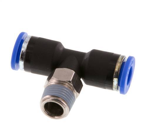 6mm x R1/8'' inline T-stuk Messing/PA 66 Insteekfitting Buitendraad Draaibaar NBR [2 Stuks]