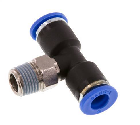 6mm x R1/8'' inline T-stuk Messing/PA 66 Insteekfitting Buitendraad Draaibaar NBR [2 Stuks]
