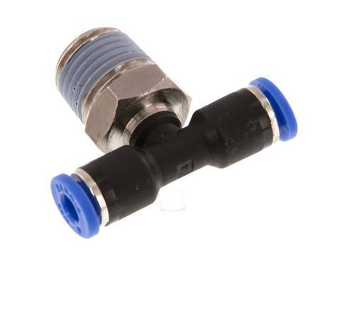 4mm x R1/4'' inline T-stuk Messing/PA 66 Insteekfitting Buitendraad Draaibaar NBR [2 Stuks]