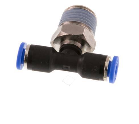 4mm x R1/4'' inline T-stuk Messing/PA 66 Insteekfitting Buitendraad Draaibaar NBR [2 Stuks]