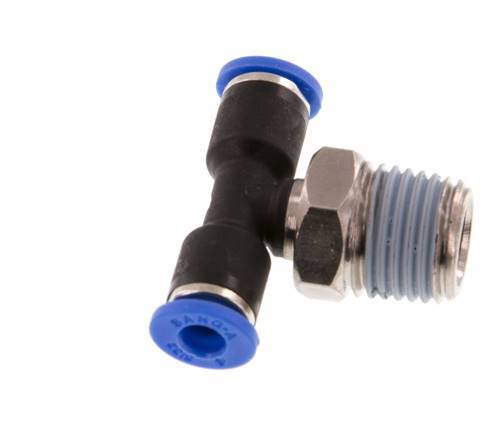 4mm x R1/4'' inline T-stuk Messing/PA 66 Insteekfitting Buitendraad Draaibaar NBR [2 Stuks]