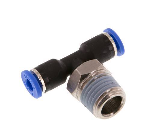4mm x R1/4'' inline T-stuk Messing/PA 66 Insteekfitting Buitendraad Draaibaar NBR [2 Stuks]