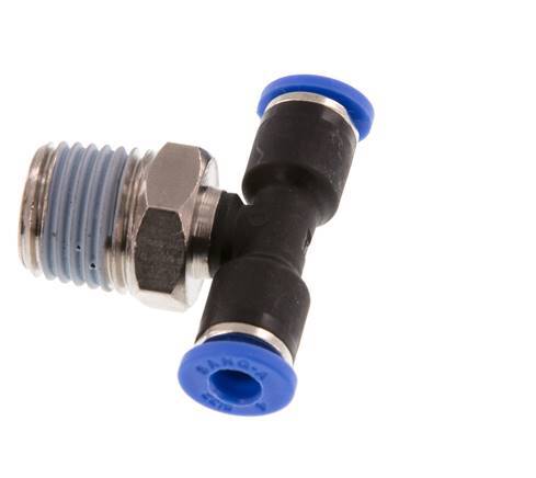 4mm x R1/4'' inline T-stuk Messing/PA 66 Insteekfitting Buitendraad Draaibaar NBR [2 Stuks]