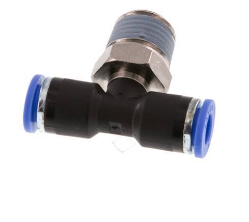 6mm x R1/4'' inline T-stuk Messing/PA 66 Insteekfitting Buitendraad Draaibaar NBR [2 Stuks]