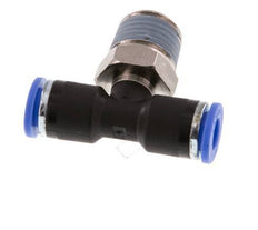 6mm x R1/4'' inline T-stuk Messing/PA 66 Insteekfitting Buitendraad Draaibaar NBR [2 Stuks]