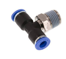 6mm x R1/4'' Inline Tee Push-in Fitting with Male Threads Brass/PA 66 NBR Rotatable [2 Pieces]