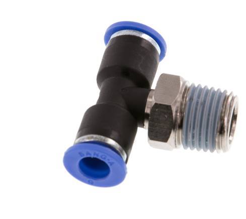 6mm x R1/4'' inline T-stuk Messing/PA 66 Insteekfitting Buitendraad Draaibaar NBR [2 Stuks]