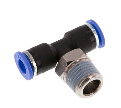 6mm x R1/4'' inline T-stuk Messing/PA 66 Insteekfitting Buitendraad Draaibaar NBR [2 Stuks]
