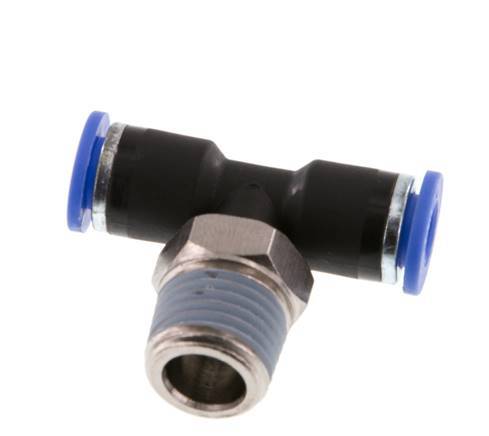6mm x R1/4'' inline T-stuk Messing/PA 66 Insteekfitting Buitendraad Draaibaar NBR [2 Stuks]