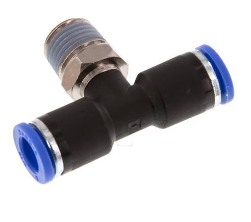 8mm x R1/4'' inline T-stuk Messing/PA 66 Insteekfitting Buitendraad Draaibaar NBR [2 Stuks]