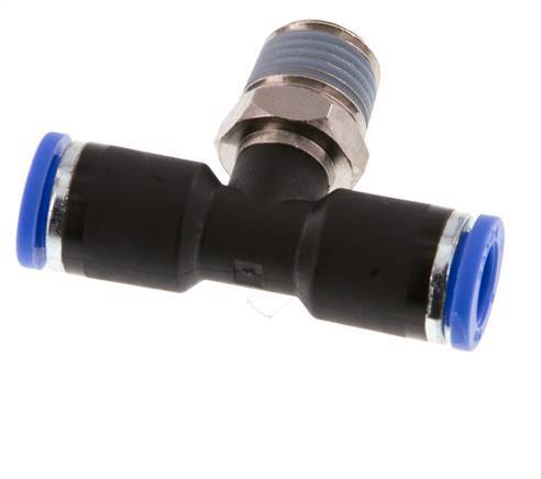 8mm x R1/4'' inline T-stuk Messing/PA 66 Insteekfitting Buitendraad Draaibaar NBR [2 Stuks]