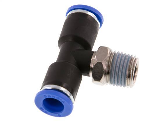 8mm x R1/4'' inline T-stuk Messing/PA 66 Insteekfitting Buitendraad Draaibaar NBR [2 Stuks]