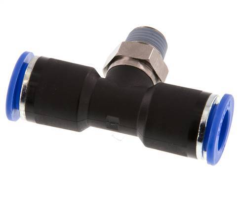 12mm x R1/4'' inline T-stuk Messing/PA 66 Insteekfitting Buitendraad Draaibaar NBR