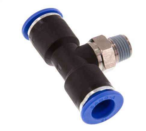 12mm x R1/4'' inline T-stuk Messing/PA 66 Insteekfitting Buitendraad Draaibaar NBR