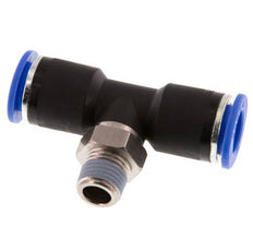 12mm x R1/4'' inline T-stuk Messing/PA 66 Insteekfitting Buitendraad Draaibaar NBR