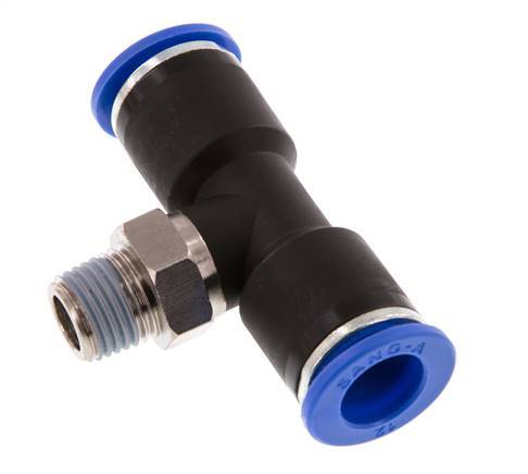 12mm x R1/4'' inline T-stuk Messing/PA 66 Insteekfitting Buitendraad Draaibaar NBR