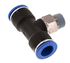 14mm x R3/8'' inline T-stuk Messing/PA 66 Insteekfitting Buitendraad Draaibaar NBR