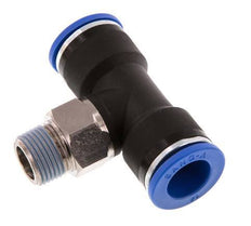 14mm x R3/8'' inline T-stuk Messing/PA 66 Insteekfitting Buitendraad Draaibaar NBR