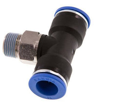 14mm x R3/8'' inline T-stuk Messing/PA 66 Insteekfitting Buitendraad Draaibaar NBR