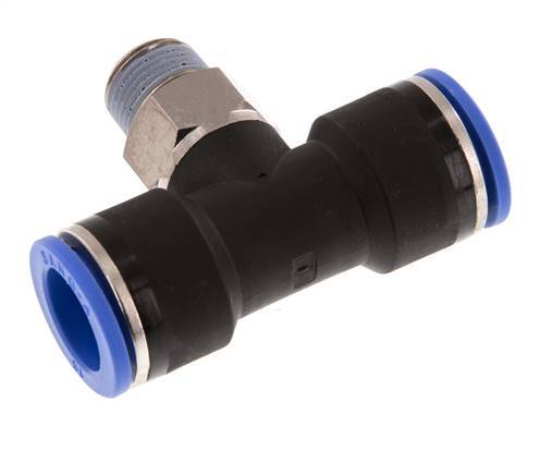 16mm x R3/8'' inline T-stuk Messing/PA 66 Insteekfitting Buitendraad Draaibaar NBR