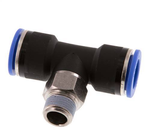 16mm x R3/8'' inline T-stuk Messing/PA 66 Insteekfitting Buitendraad Draaibaar NBR