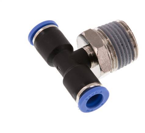 8mm x R1/2'' inline T-stuk Messing/PA 66 Insteekfitting Buitendraad Draaibaar NBR