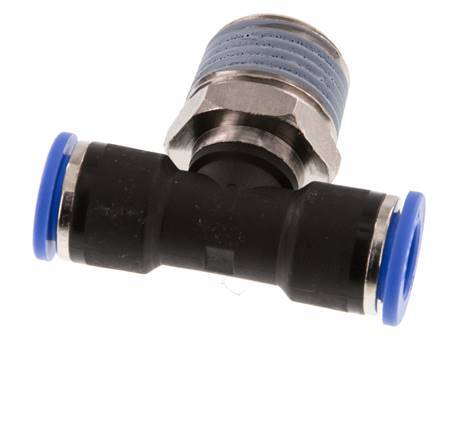 10mm x R1/2'' inline T-stuk Messing/PA 66 Insteekfitting Buitendraad Draaibaar NBR