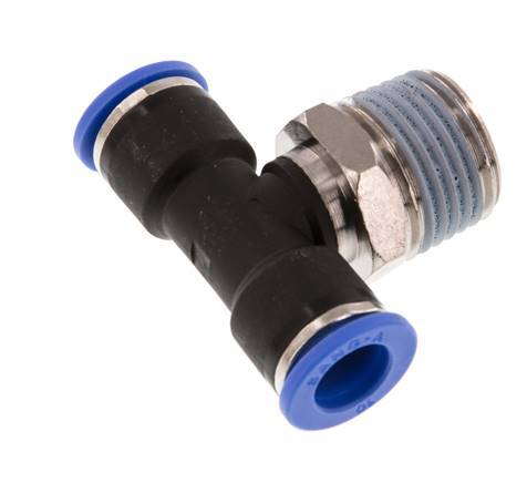 10mm x R1/2'' inline T-stuk Messing/PA 66 Insteekfitting Buitendraad Draaibaar NBR