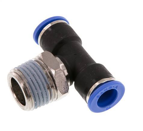 10mm x R1/2'' inline T-stuk Messing/PA 66 Insteekfitting Buitendraad Draaibaar NBR