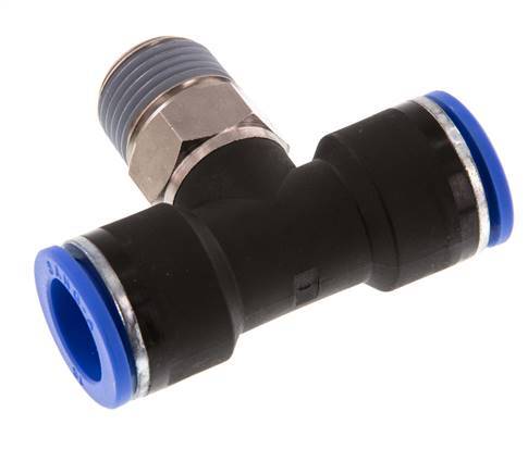 16mm x R1/2'' inline T-stuk Messing/PA 66 Insteekfitting Buitendraad Draaibaar NBR