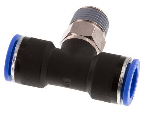 16mm x R1/2'' inline T-stuk Messing/PA 66 Insteekfitting Buitendraad Draaibaar NBR