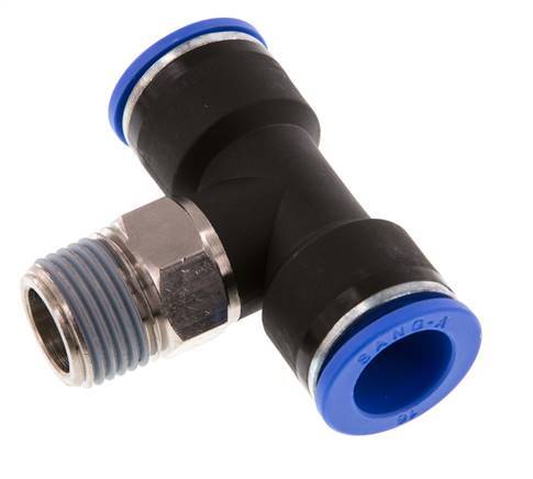 16mm x R1/2'' inline T-stuk Messing/PA 66 Insteekfitting Buitendraad Draaibaar NBR