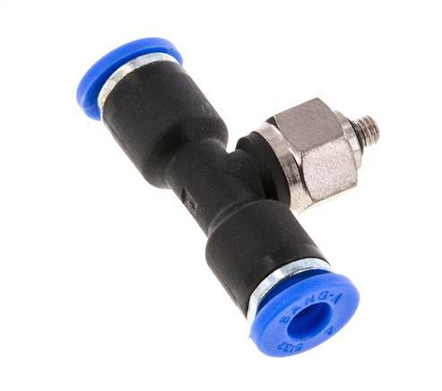 4mm x M 3 Inline Tee Push-in Fitting with Male Threads Steel/PA 66 NBR Rotatable [2 Pieces]