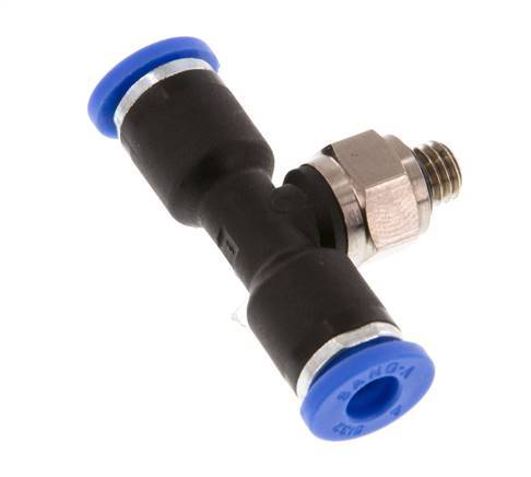 4mm x M 5 inline T-stuk Messing/PA 66 Insteekfitting Buitendraad Draaibaar NBR [2 Stuks]