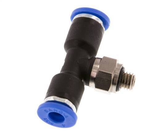 4mm x M 5 inline T-stuk Messing/PA 66 Insteekfitting Buitendraad Draaibaar NBR [2 Stuks]