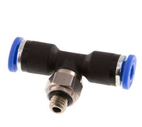 4mm x M 5 inline T-stuk Messing/PA 66 Insteekfitting Buitendraad Draaibaar NBR [2 Stuks]