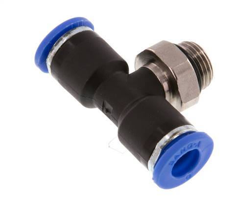 6mm x G1/8'' inline T-stuk Messing/PA 66 Insteekfitting Buitendraad Draaibaar NBR [2 Stuks]