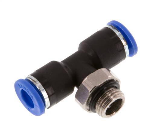 6mm x G1/8'' inline T-stuk Messing/PA 66 Insteekfitting Buitendraad Draaibaar NBR [2 Stuks]