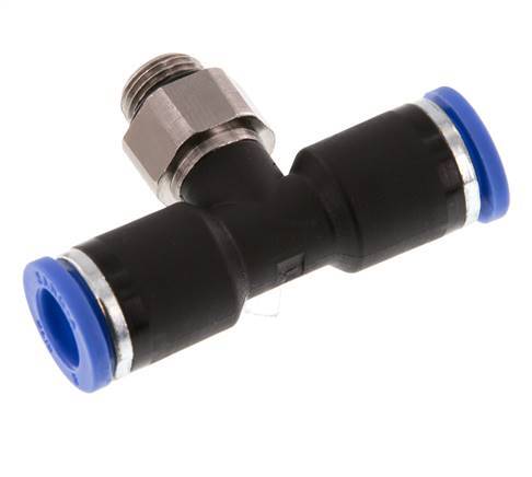 8mm x G1/8'' Inline Tee Push-in Fitting with Male Threads Brass/PA 66 NBR Rotatable [2 Pieces]