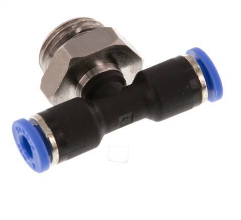 4mm x G1/4'' inline T-stuk Messing/PA 66 Insteekfitting Buitendraad Draaibaar NBR [2 Stuks]
