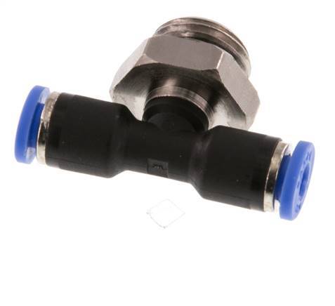 4mm x G1/4'' inline T-stuk Messing/PA 66 Insteekfitting Buitendraad Draaibaar NBR [2 Stuks]