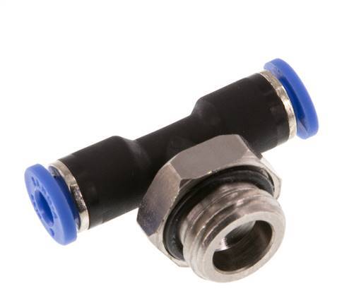 4mm x G1/4'' inline T-stuk Messing/PA 66 Insteekfitting Buitendraad Draaibaar NBR [2 Stuks]