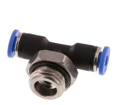 4mm x G1/4'' inline T-stuk Messing/PA 66 Insteekfitting Buitendraad Draaibaar NBR [2 Stuks]