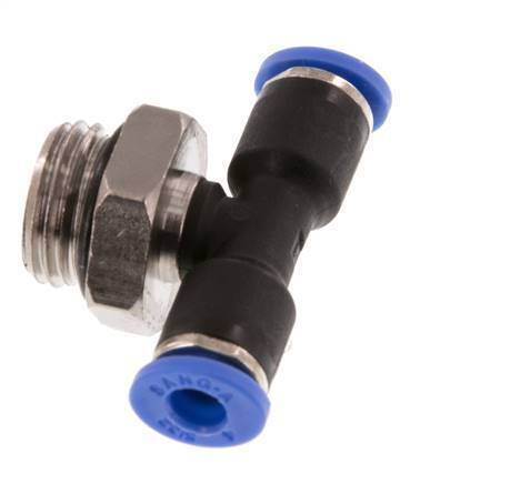 4mm x G1/4'' inline T-stuk Messing/PA 66 Insteekfitting Buitendraad Draaibaar NBR [2 Stuks]