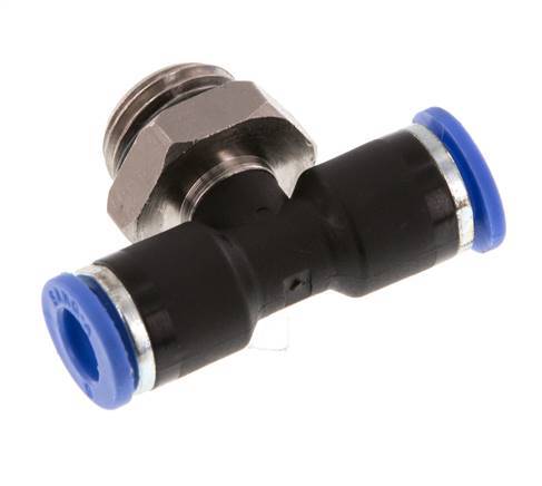 6mm x G1/4'' inline T-stuk Messing/PA 66 Insteekfitting Buitendraad Draaibaar NBR [2 Stuks]