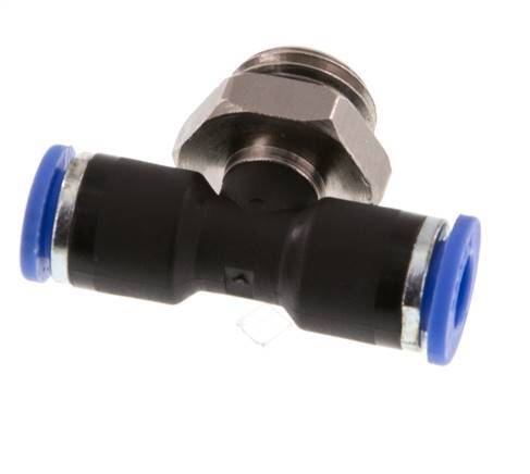 6mm x G1/4'' inline T-stuk Messing/PA 66 Insteekfitting Buitendraad Draaibaar NBR [2 Stuks]