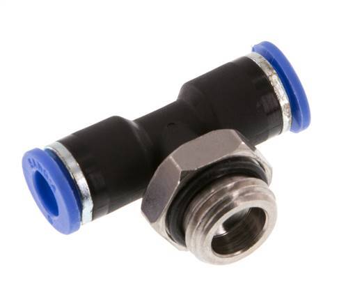 6mm x G1/4'' inline T-stuk Messing/PA 66 Insteekfitting Buitendraad Draaibaar NBR [2 Stuks]