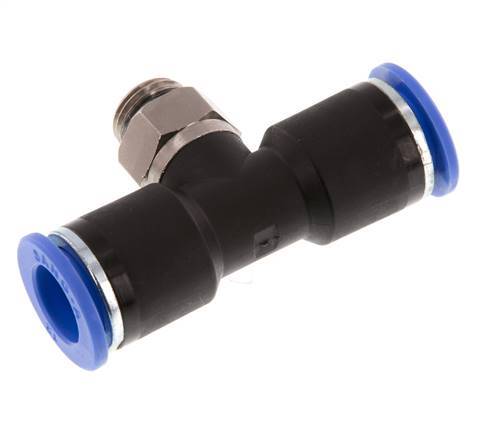 12mm x G1/4'' inline T-stuk Messing/PA 66 Insteekfitting Buitendraad Draaibaar NBR