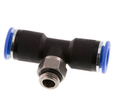 12mm x G1/4'' inline T-stuk Messing/PA 66 Insteekfitting Buitendraad Draaibaar NBR